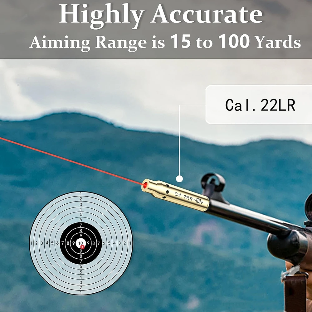 22LR Laser Bore Sight Red Dot Laser Sight End Barrel Boresighter Airsoft Hunting Optics Scope Zeroing Sight for Pistols Rifle