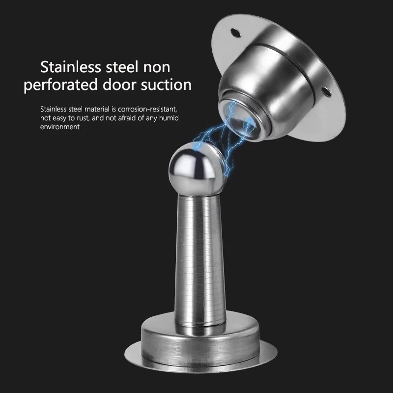Mandodle Stainless Steel Magnetic Doorstop Non-Punch Wind-Proof Door Stopper Wall Mounted Floor Mounted Door Holder Hardwar door stopper,magnetic door stopper