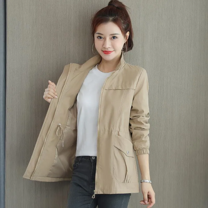 

Double Layer Women Windbreaker Jackets 2021 New Autumn Short Coat Fashion Plus Size XL Stand-up Collar Ladies Jacket Streetwear