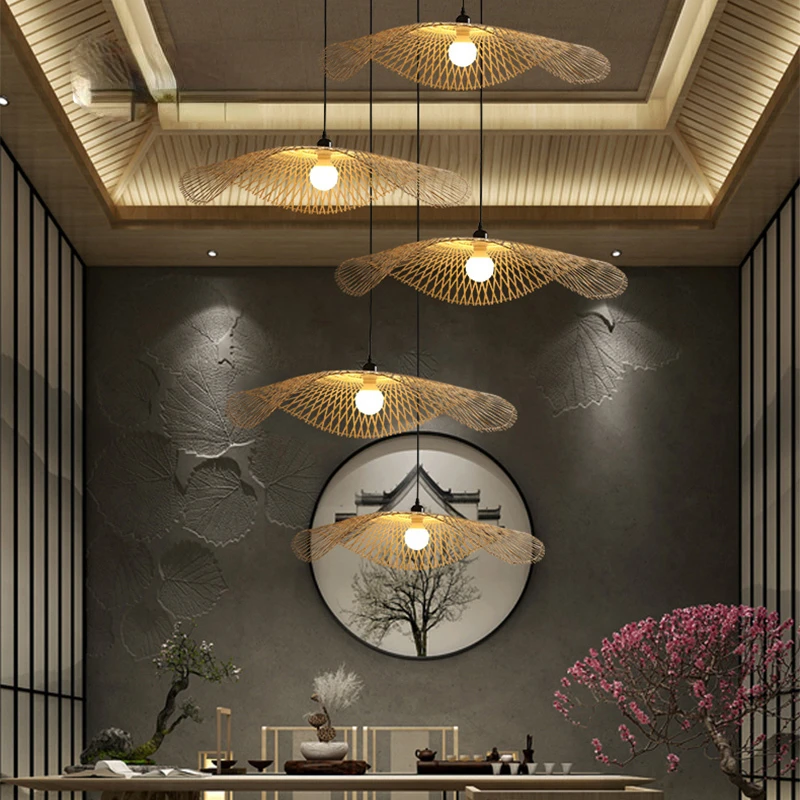 

Natural Rattan Bamboo Chandelier Wicker Chandelier Tea Room Dining Room Staircase Kitchen Living Room Chandelier Bamboo Art Lamp