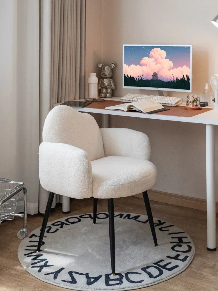 

Cream Style Cosmetic Chair Dresser Bedroom and Household Study Desk Armchair