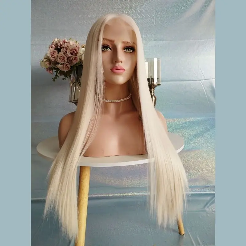 

13*6 Long Blonde Wig For Women Heat Resistant Fiber Hair #60 Straight Cosplay Synthetic Lace Front Wigs Drag Queen