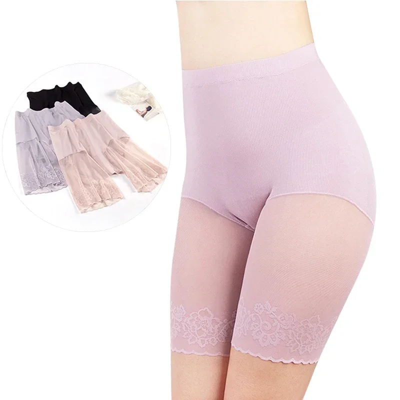 Plus Size Safety Pants Women Under Skirt Shorts Sexy Lace Anti Chafing Thigh Ladies Panties Ultrathin Underwear Large Size 105kg