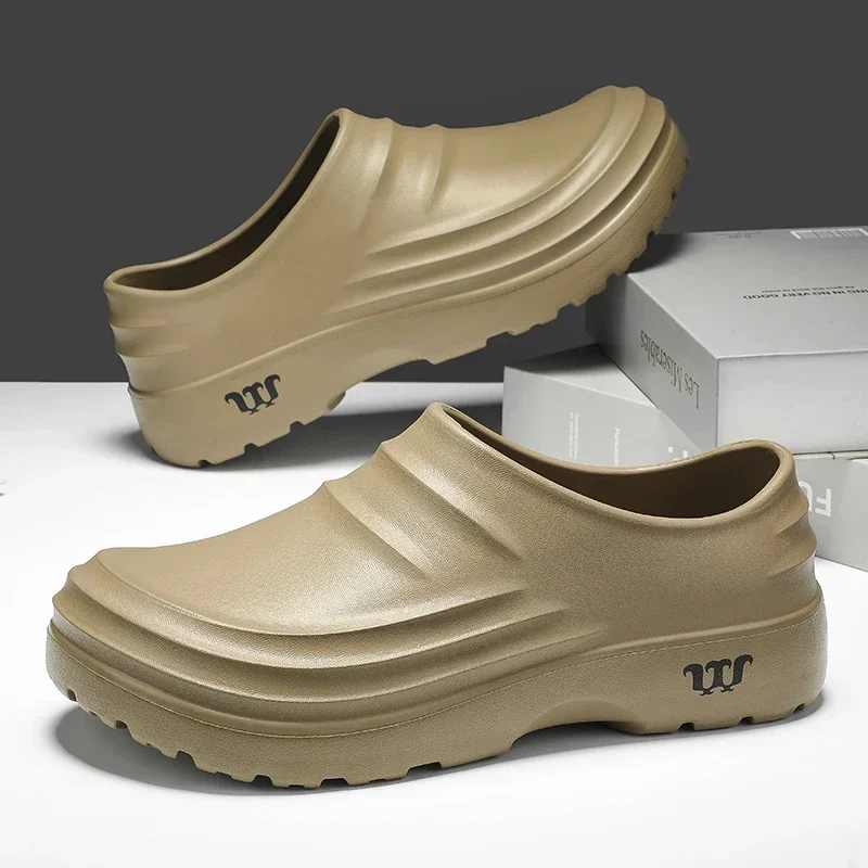 Safety Shoes Mens Shoes Summer Chef Shoes Anti Slip and Oil Proof Work Shoes Lazy Slippers Casual Trendy Slippers One Step Fashion Sports