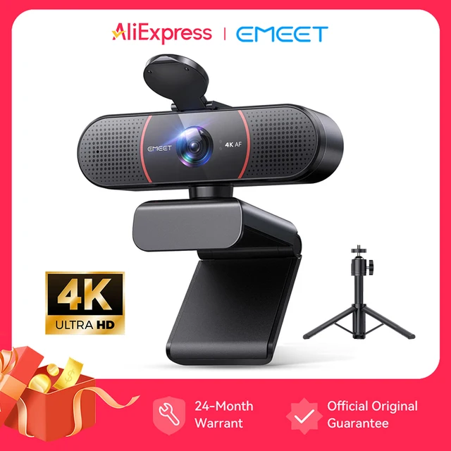 Webcam 4K avec trépied EMEET, caméra USB pour ordinateur, autofocus, streaming, avec microphones pour Zoom/Teams/OBS/PC/Mac/ordinateur portable 1