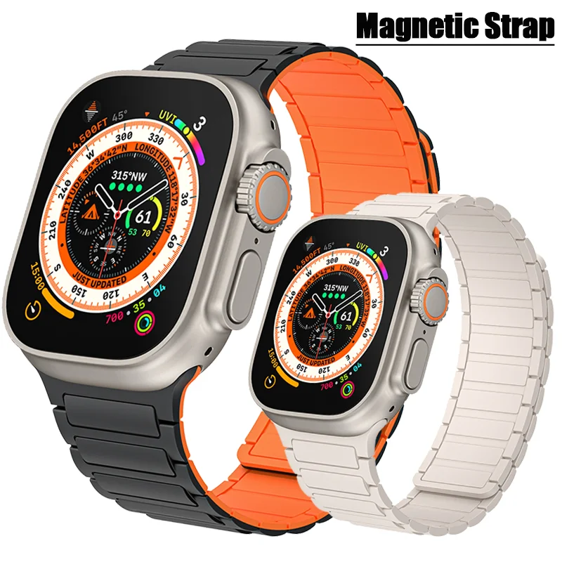 

Magnetic Strap for Apple Watch Ultra Band 8 7 SE 6 5 4 3 Silicone Watchband Bracelet IWatch Series 49mm 45mm 44mm 38mm 41mm 42mm
