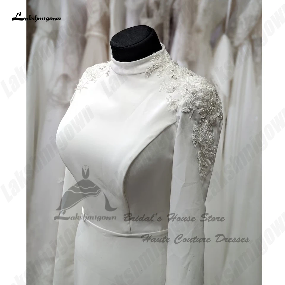 Lakshmigown Vintage Muslim Long Sleeve Wedding Dresses High Neck Women Mermaid Bridal Gowns 2024 Noiva Vestido Customized 4