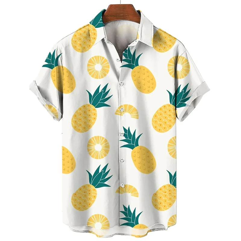 thumbnail image 1 of Camisas hawaianas de verano con estampado de frutas tropicales para hombre, blusas casuales de manga corta de gran tamaño a la moda para playa hawaiana para mujer, 1 of 5