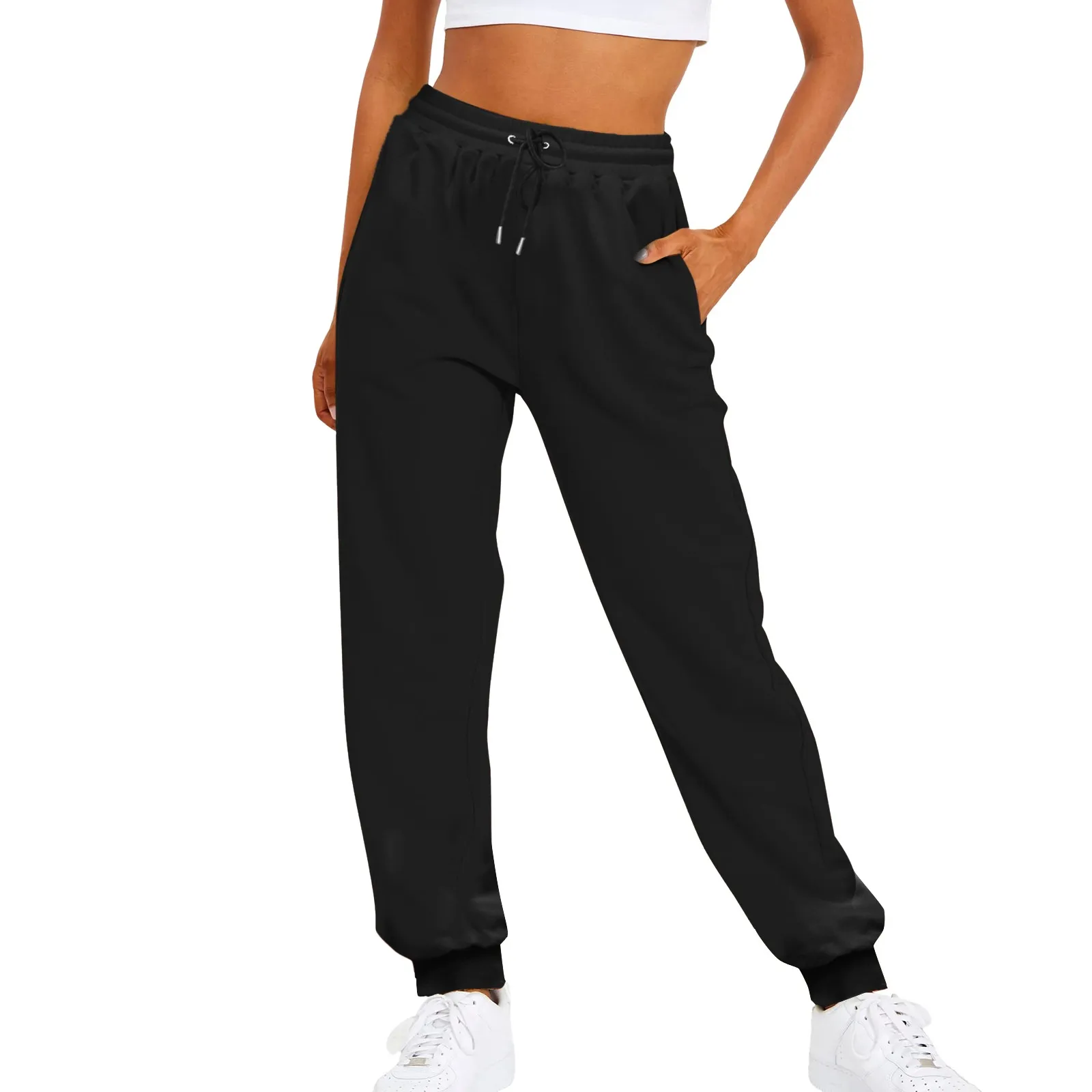 

Women's Fashion Sport Solid Color Drawstring Pocket Casual Sweatpants Pants pantalon taille elastique femme calça feminina 여성가을옷