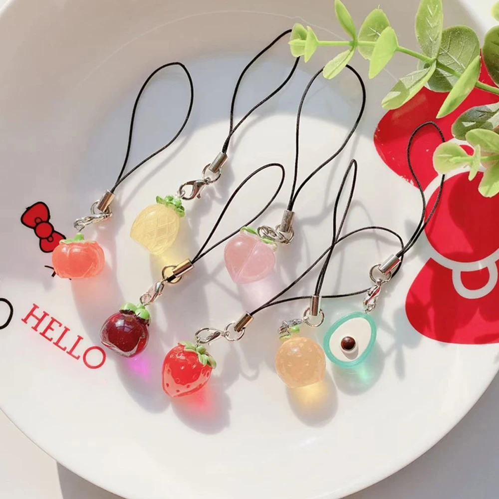 Cute Mini Fruit Smart Phone Strap Cordini Per Iphone/Samsung Case Keys Chain Decoration Ornaments Cartoon Mobile Phone Straps