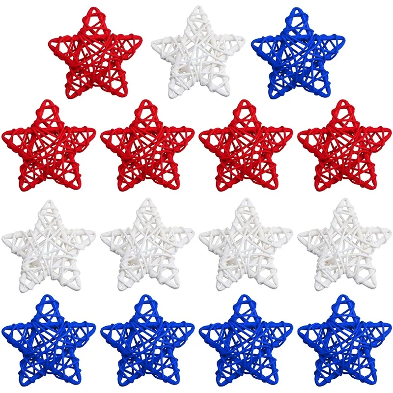 

New-4Th Of July декоративные шарики из ротанга в форме звезды, красные, белые и синие для наполнителя ВАЗ своими руками