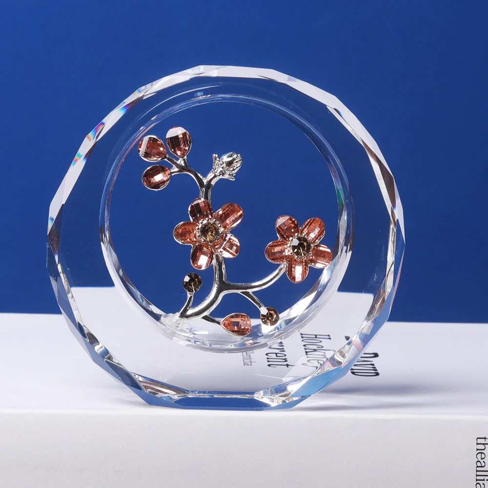 Figurina Fiore In Vetro Soffiato A Mano - Fermacarte, Decorazione Casa, Regalo Compleanno, 7.5x7.5x5.5 Cm