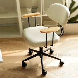 Retro Rotating Lift Computer Chair with Steel Leg Home Backrest Office Chairs Study Stool Comfortable Learning Swivel Bench