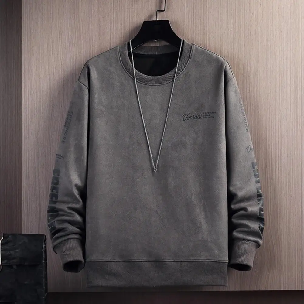 

Men Polyester Sweatshirt Soft Comfortable Men Sweatshirt Streetwear Men's Fall Winter Sweatshirt Long Sleeve Letter Print Loose