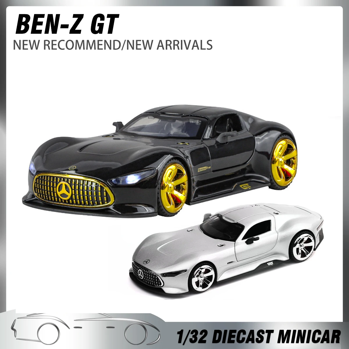 1:32 Diecast GT Car Model with Sound and Light - High-Detail Collector's Edition
