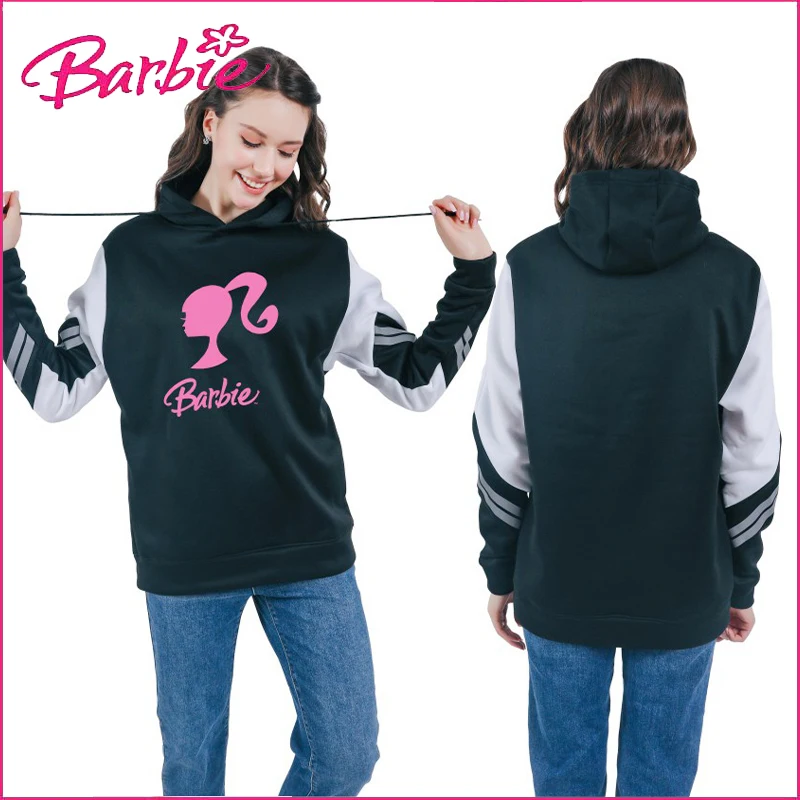 

Barbie Women's Hoodie Fashions Sweatshirt Reflective Clashing Colours Women Long Sleeve Top Ladies Tracksuit Woman Clothing