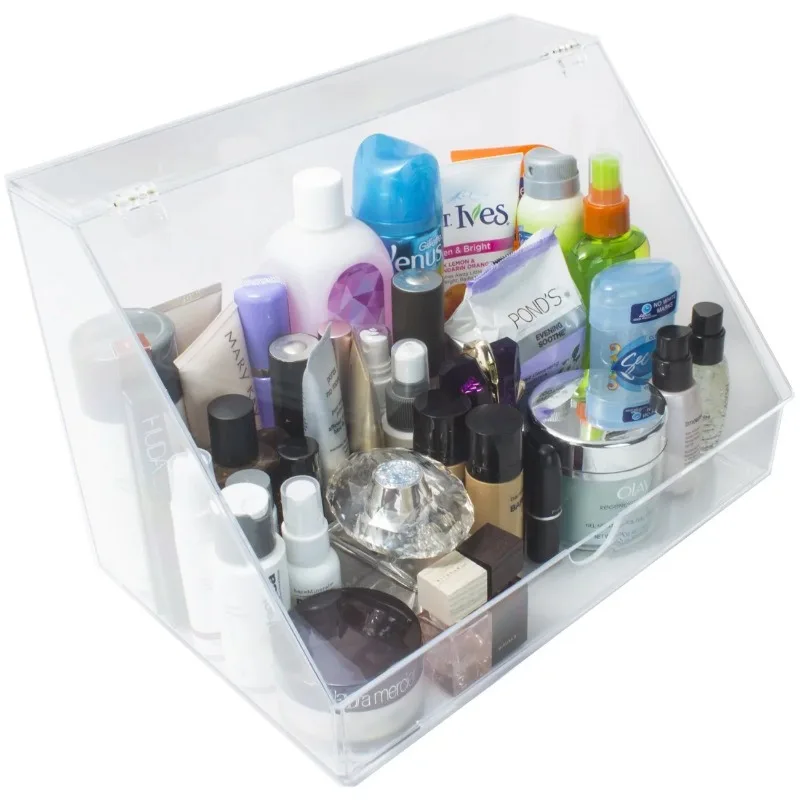 

Acrylic Cosmetics Makeup Organizer Storage Case Palette Holder Display with Slanted Front Open Lid-Cosmetic Storage for Makeup
