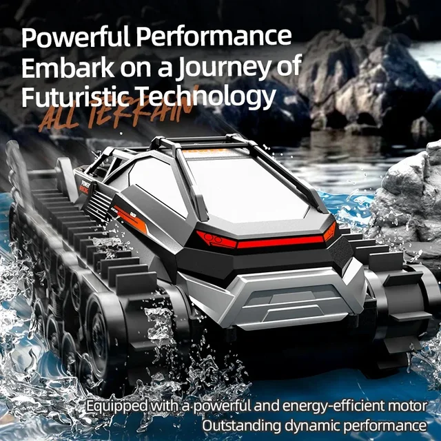 Rc Cars Tank Waterproof Amphibious Water Land All Terrain Tracked Tank Remote Control Crawler Vehicle Outdoor Cars Toy for Boys 6
