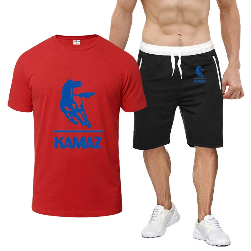 2023 Kamaz men's new leisure suit fashion 2-piece comfortable shorts short-sleeved T-shirt top+shorts sportswear summer sports s