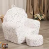 Kids Sofa with Ottoman, Shell-Like Sofa for Boys and Girls, White with Shinny 6