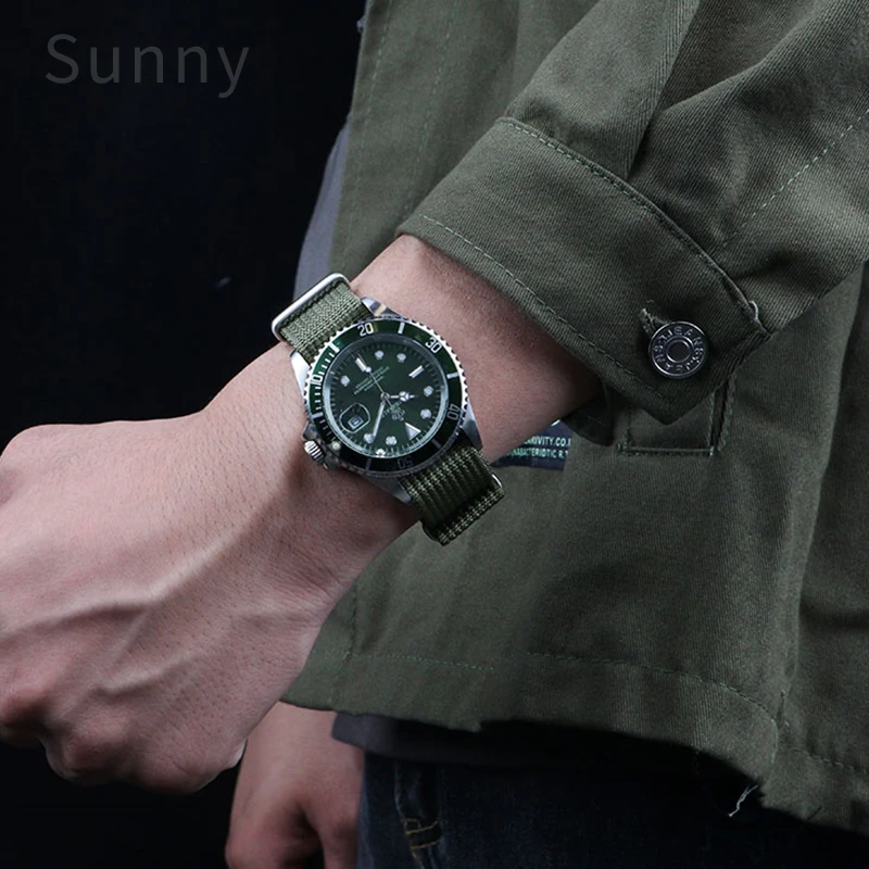 Durable Waterproof Breathable Nylon Canvas Woven Watchbands - 18, 20, 22mm Sizes