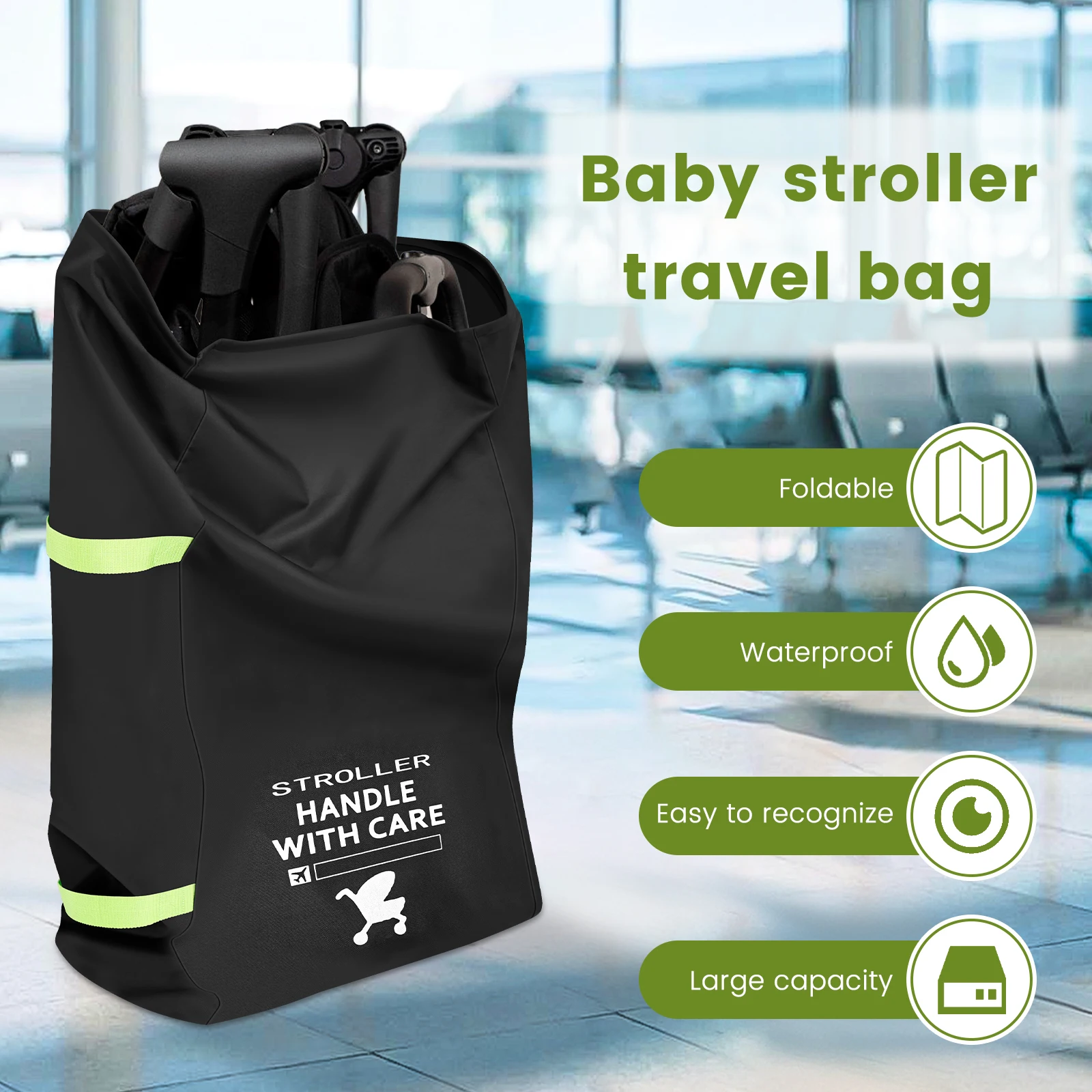 Baby Stroller Travel Bag Oxford Cloth Pram Universal Dust Bag Organizer with Hand Straps Carts Accessories Walker Cribs Bags
