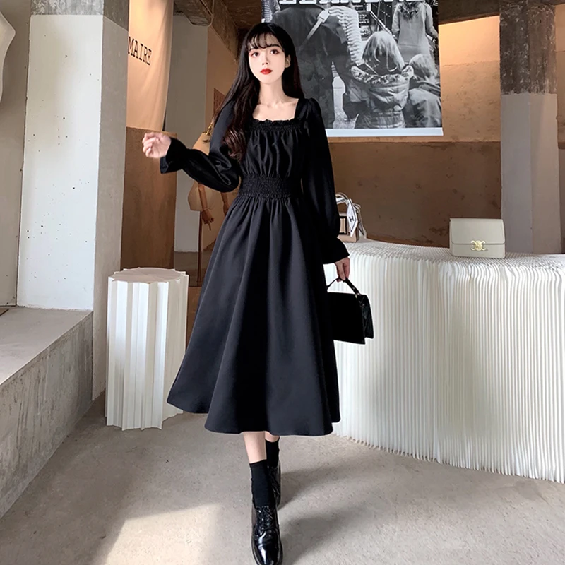 Black Folds Retro Long Maxi Dress