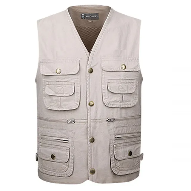 Gilet Sans Manches Multi-poches Style Reporter - Taille XXXL (3XL) - Couleur Beige - Coton - Neuf Avec étiquettes