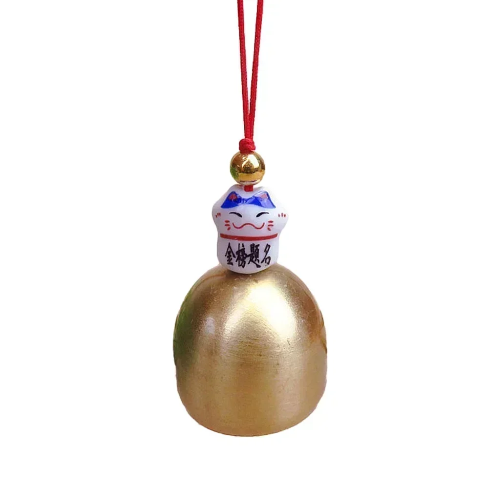 Wind Chime Lucky Cat Pendant Anti-Theft Doorbell Decoration Car Hanging Pendant Ornaments Accessories Pure Copper Metal 1pc