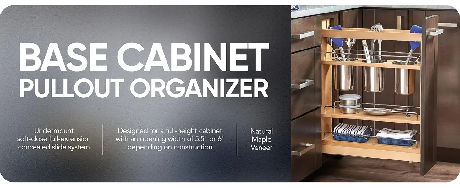 Rev-A-Shelf 5" Pull Out Kitchen Cabinet Organizer w/ Soft-Close