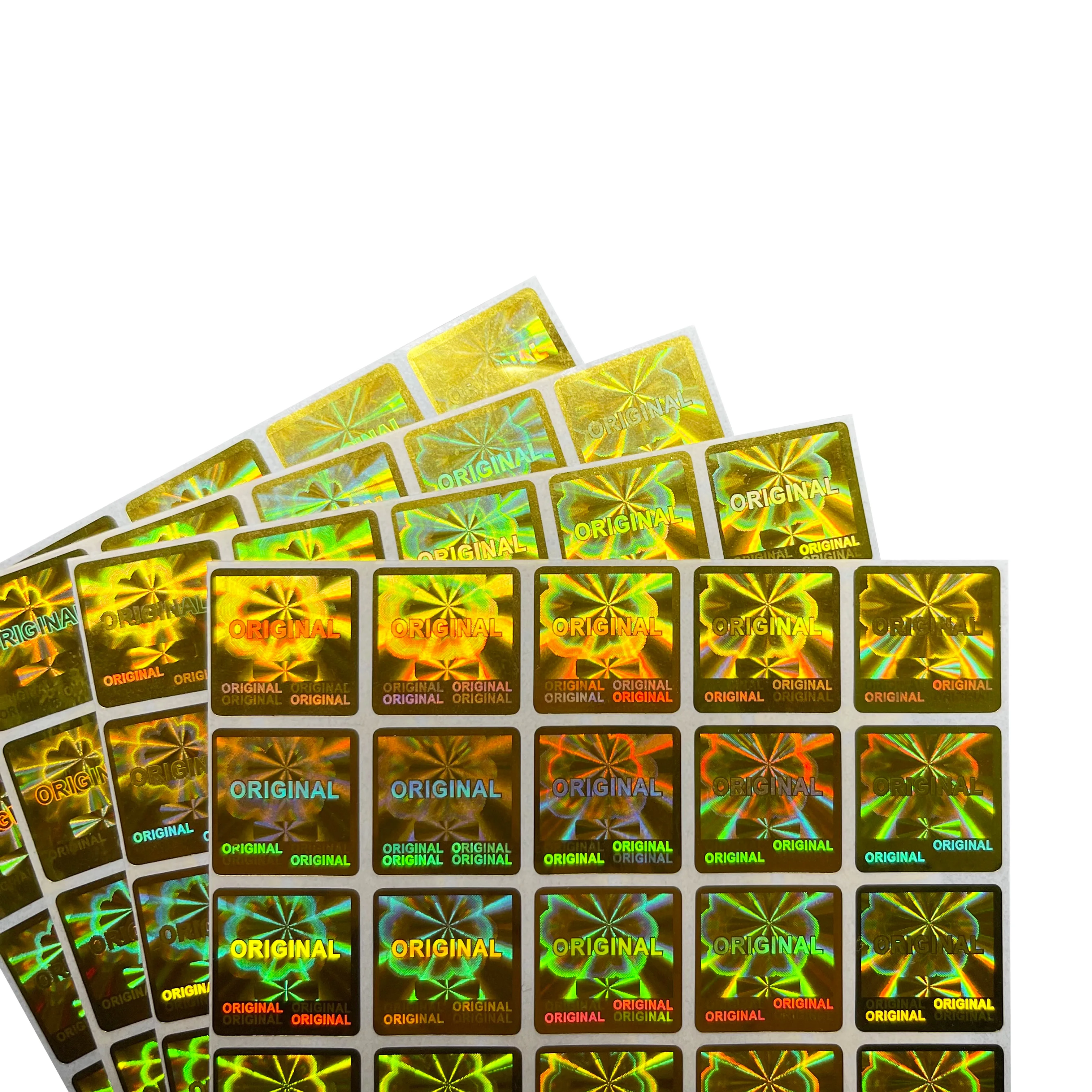 15X15mm 골드 스티커 보증 찢어짐 유효하지 않은 스티커 변조 방지 명백한 안전 씰 원본 정통 홀로그램 스티커 100PCS