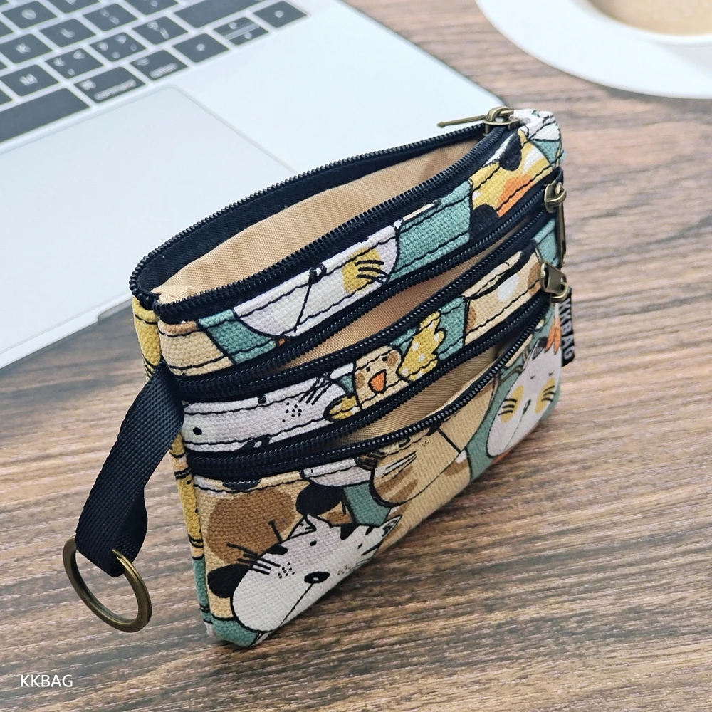 Cartera con animales bonitos, monedero con cremallera, monedero