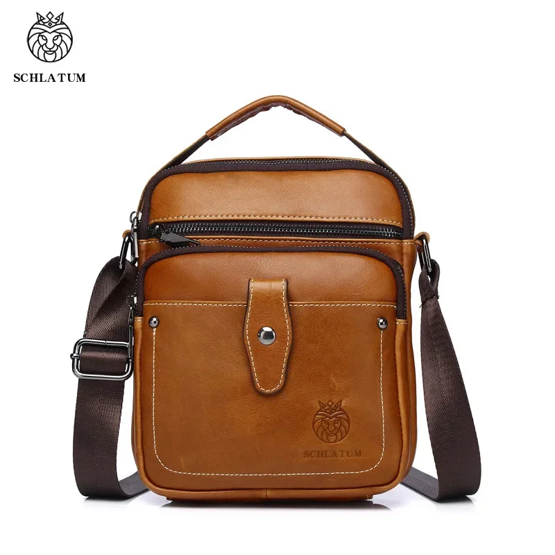 

SCHLATUM New Men Handbag Designer Luxury Bag Fashion Genuine Leather Men's Crossbody Single Satchel Shoulder Messenger Bags