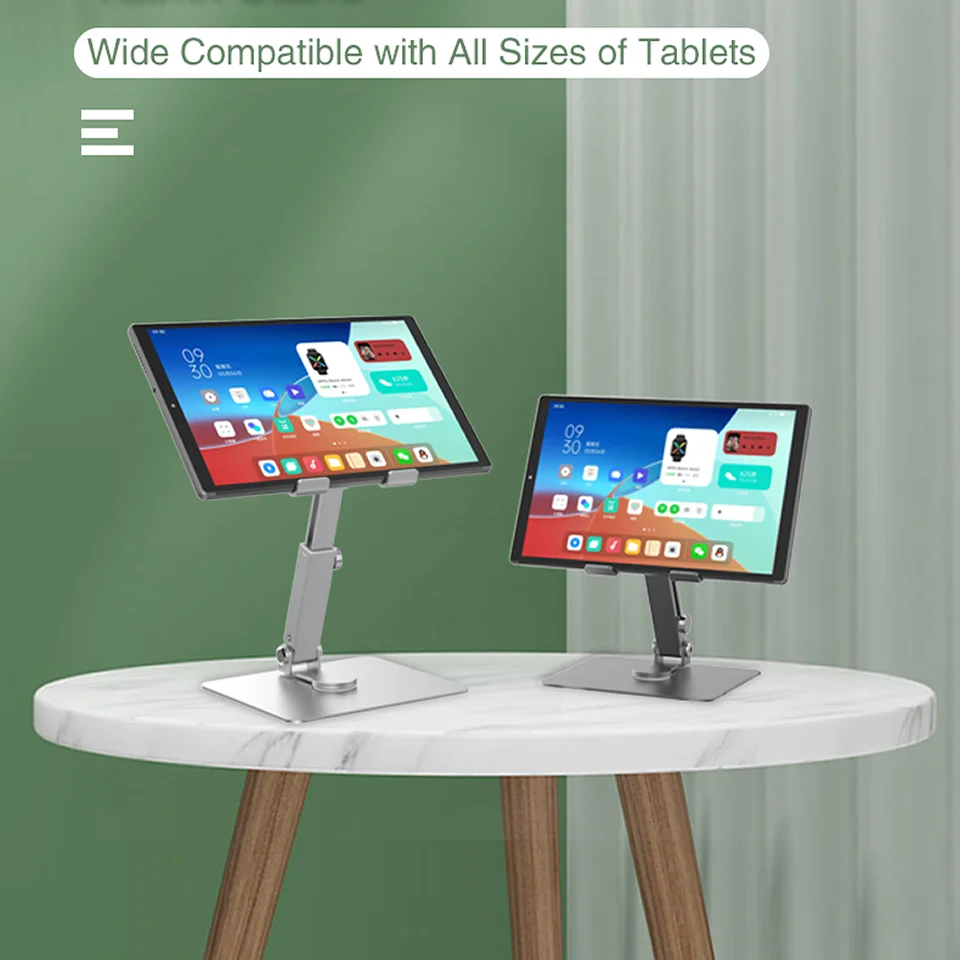 Outmix-alumínio Phone Tablet Stand Desktop Mount Riser Rotação de 360 ° Altura Ajustável Suporte Dobrável Suporte para Iphone Ipad - Imagem 5