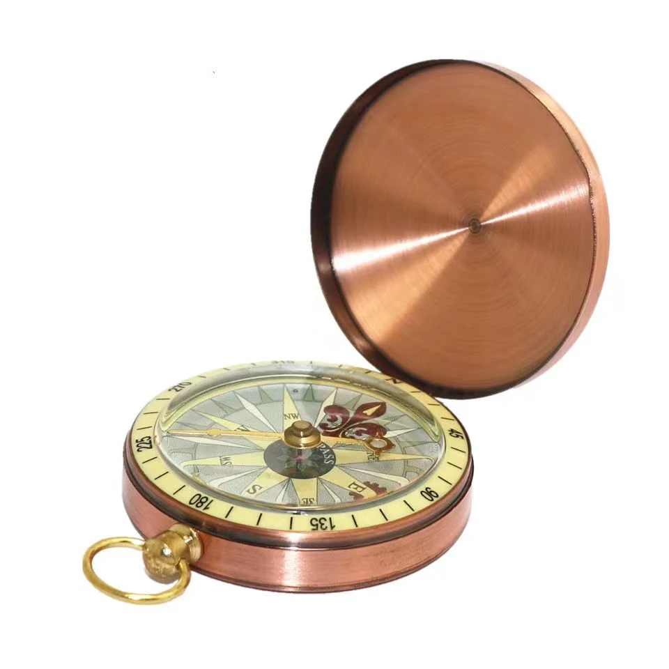

High Quality Bronze flip cover compass orientation metal pocket watch Compass Outdoor Camping Activities Hiking Nautical