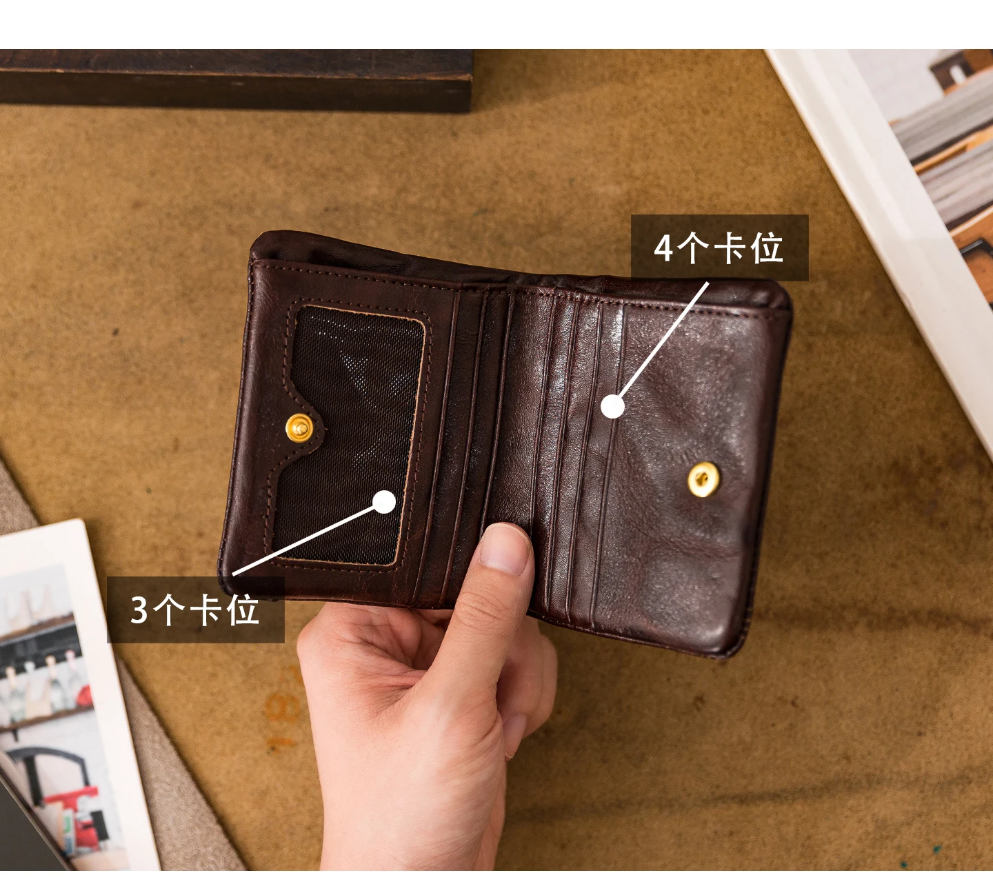 PNDME mode hohe qualität erste schicht rindsleder männer frauen kurze brieftasche freizeit designer handgemachte echtes leder geldbörse – Detail 3