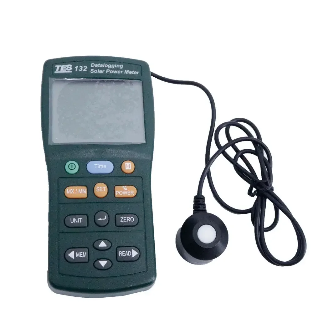 TES-132 Handheld Solar Power Meter Tester 400-1Knm Range 2000W/m2 & 634Btu/(ft2h) Data Logger SD Card 2G USB TES132 2