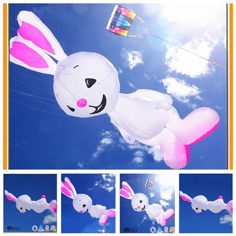 

free shipping large 3D rabbit soft kites flying pendant animal kite outdoor toys octopus kite reel power kite inflatable games