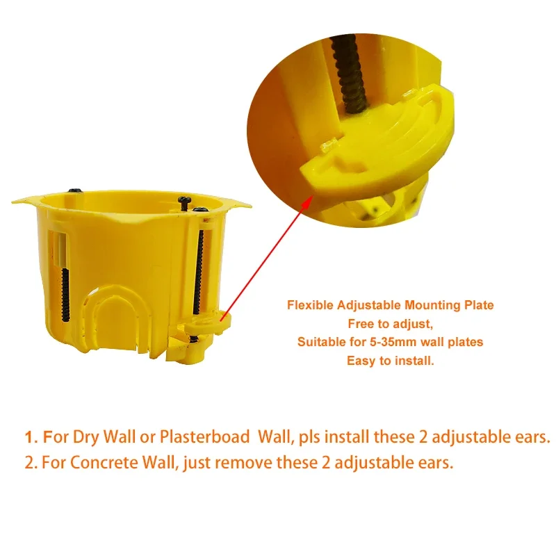 EU 86 DryWall Box For Gypsum Board Drywall Plasterboad and Concrete Wall EU Switch Socket Cassette Electric Box Case