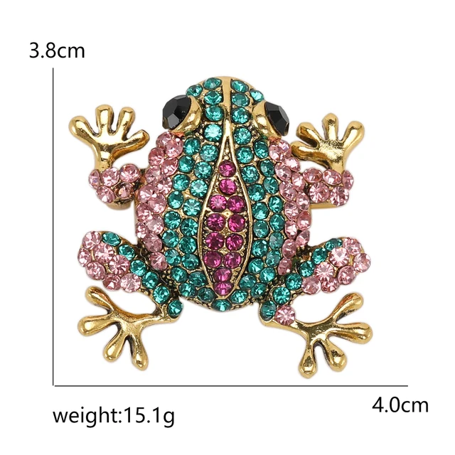 Alilang Rhinestone Frog Brooch Pin - Silvery Tone Crystal Climbing Frog Jewelry (Rose) - View #4