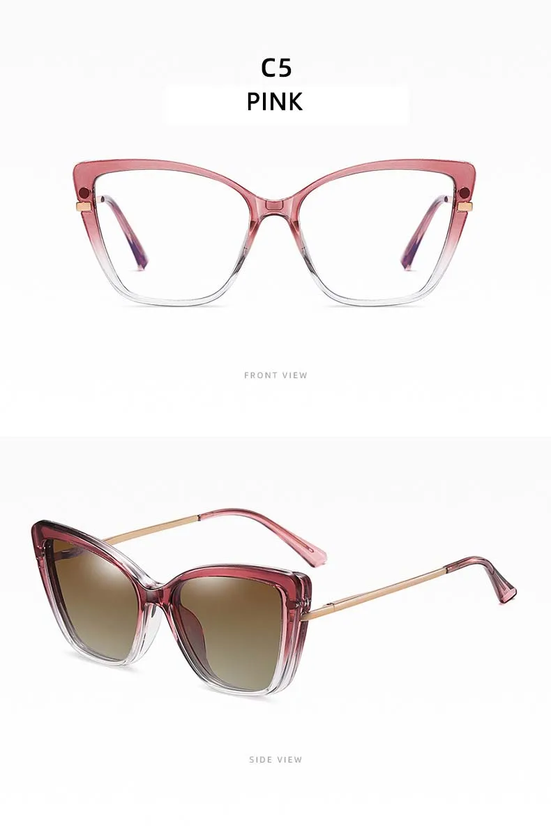 54556 TR90 Cat Eye Magnetische Polarisierte Anti-Blaulicht Brillengestell Männer Frauen Quadratische Große Rahmenbrille UV400 – Detail 18