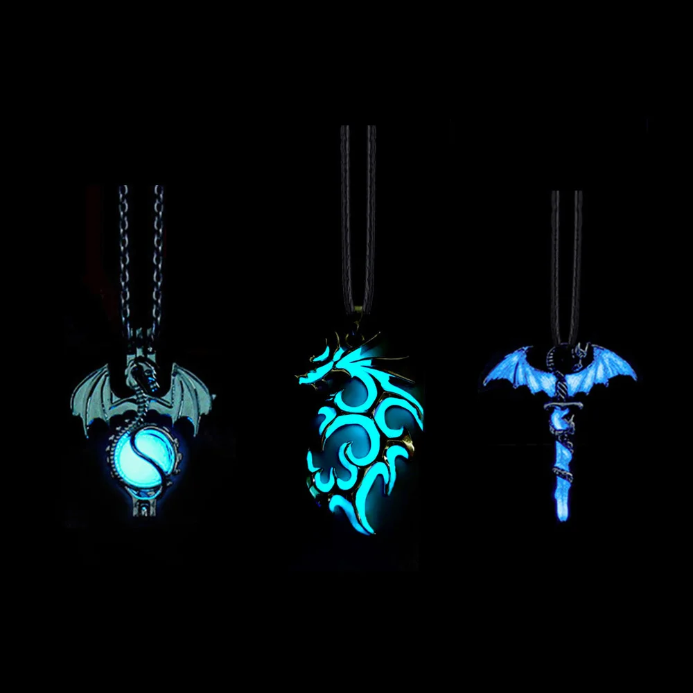 Luminous Dragon Necklace Glow In The Dark that glows in the dark.