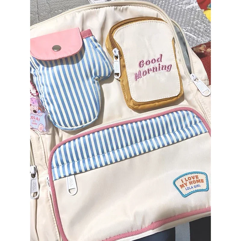 HAEX Kawaii Women Backpacks Cartoon Toast Patchwork Large Capacity Students Mochilas Para Mujer High School Aesthetic Girls Bags 3