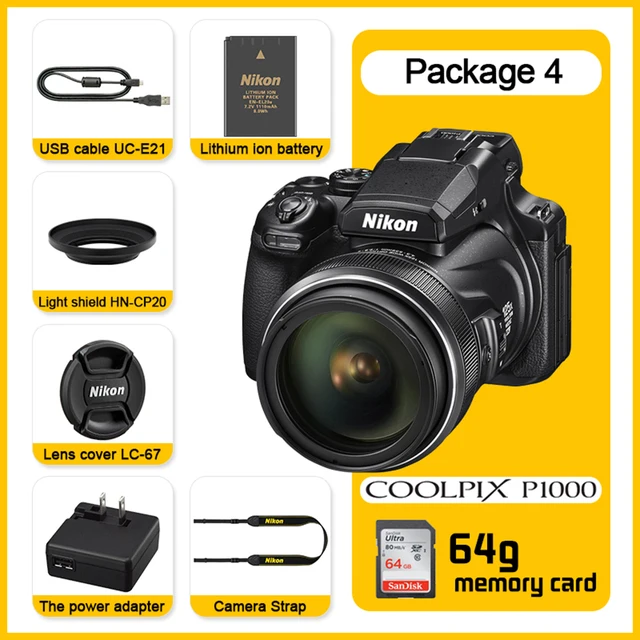 Nikon-coolpix p1000デジタルカメラ,125倍超遠距離ズーム,4k,高ロング 