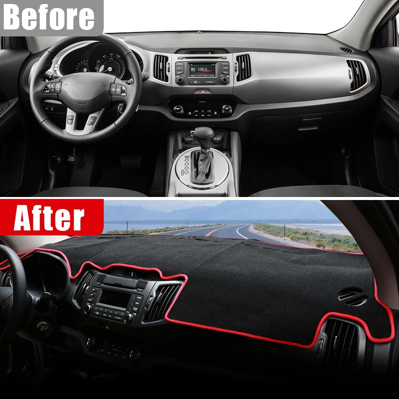 For Kia Sportage 3 SL 2011 2012 2013 2014 2015 Car Dashboard Covers Dashboard Cover Avoid Light Pad Sun Shade Anti-UV Carpets Mat Accessories