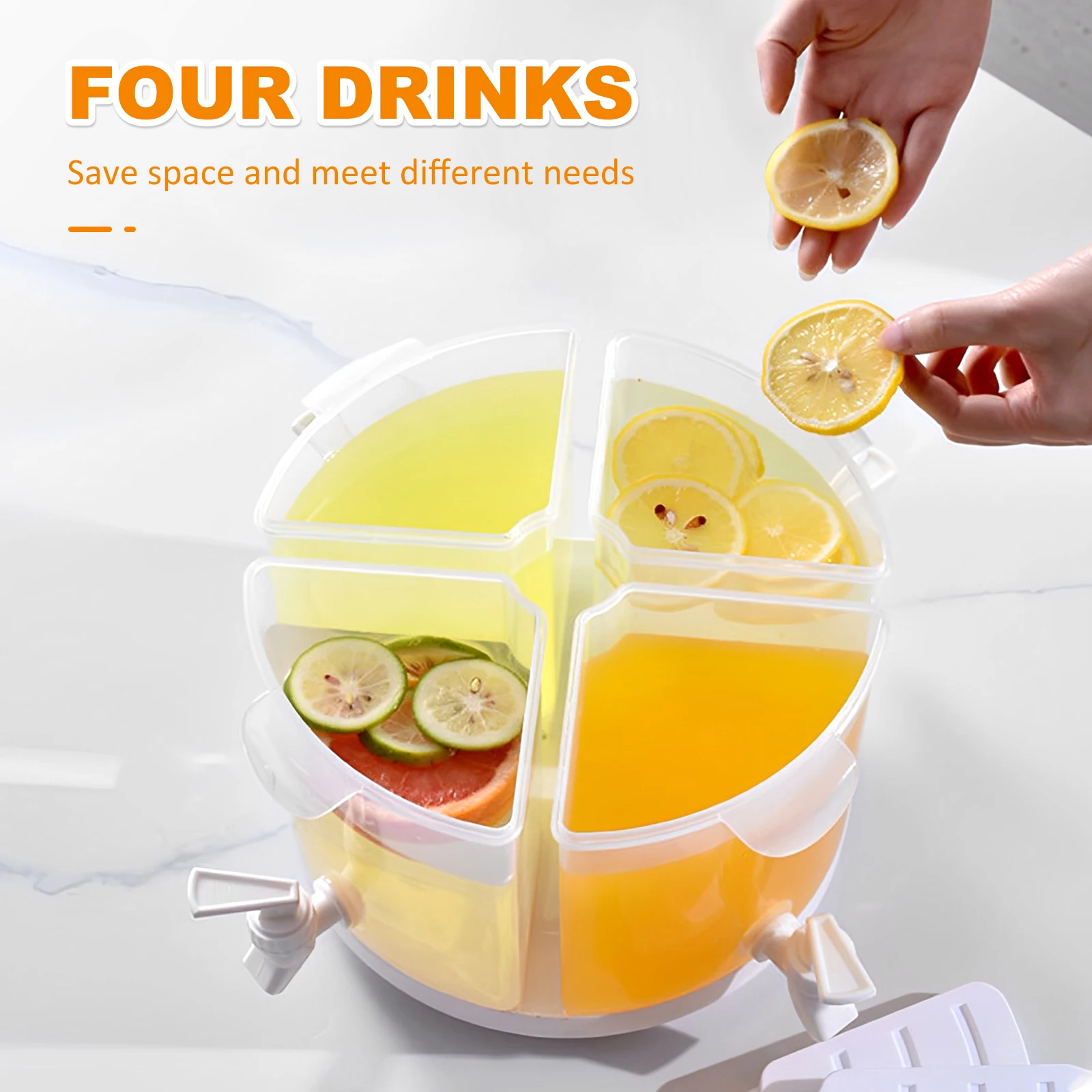 Juice Dispenser 1.37 Gallons 360&deg; Rotatable With Lid Leakproof Removable 4-Grid