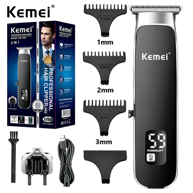 

Kemei KM-1893 Professional Hair Trimmer For Men Electric Beard Hair Clipper Details Trimmer Rechargeable Hair Cutting Machine