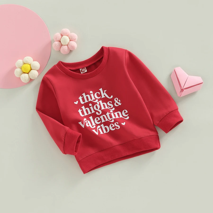 0-3Years Baby Girls Sweatshirt, Long Sleeve Crew Neck Letters Print Pullover Tops for Valentine Day