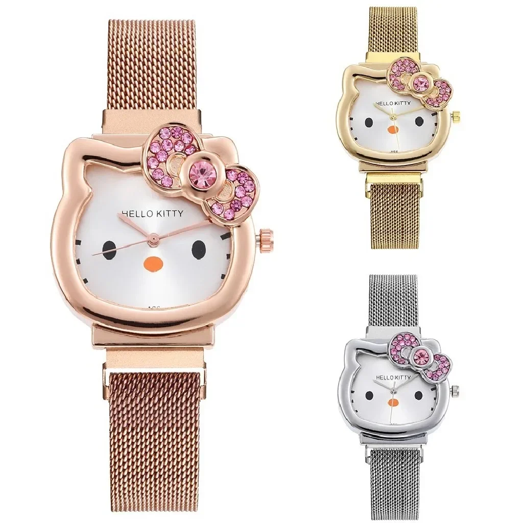 

Disney HELLO Ultra-thin children's mesh strap KITTY watch student kids waterproof KT cat quartz for women relogio feminino gift