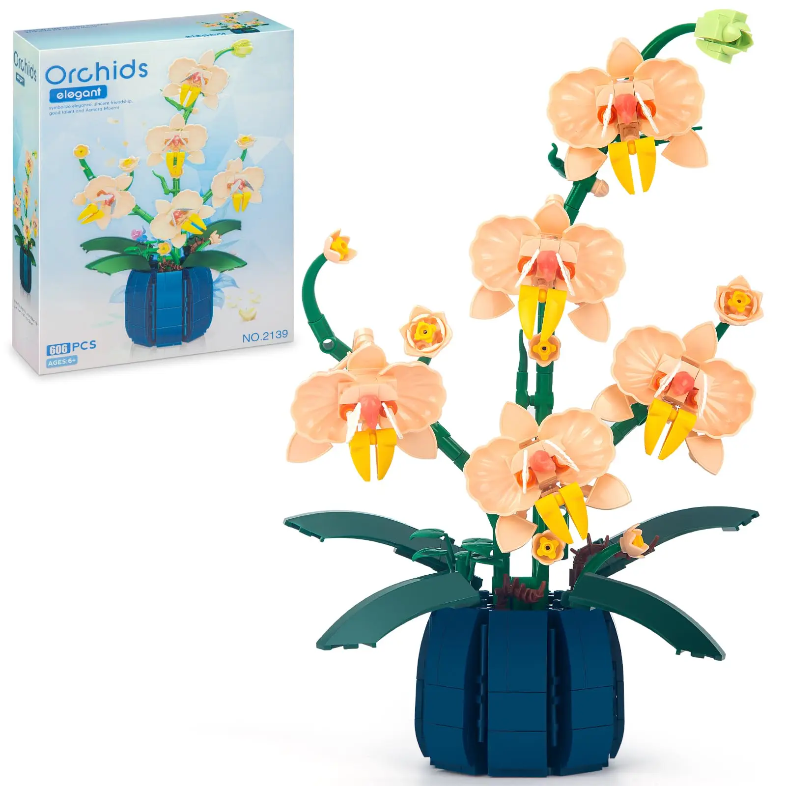 Orchid Flower Building Kit, Plant Botanical Bonsai Collection